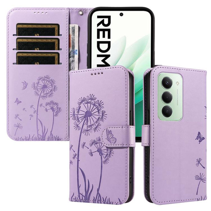 Funda de cuero con tapa para teléfono con estampado de diente de león en relieve, For Redmi K90 Pro Max/Poco F8 Ultra, For Redmi K90/Poco F8 Pro, For Redmi 15C 5G / 4G EU 173mm, For Redmi 15 5G Global/15 4G SEA 169.5mm, For Redmi 15 5G / 4G EU 171mm   ...