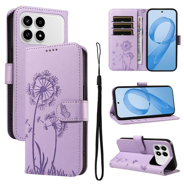 Funda de cuero con tapa para teléfono con estampado de diente de león en relieve, For Redmi K90 Pro Max/Poco F8 Ultra, For Redmi K90/Poco F8 Pro, For Redmi 15C 5G / 4G EU 173mm, For Redmi 15 5G Global/15 4G SEA 169.5mm, For Redmi 15 5G / 4G EU 171mm   ...