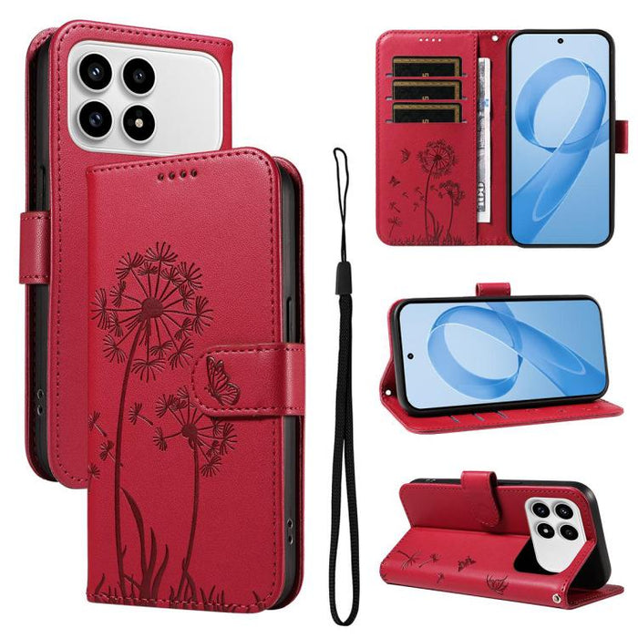 Funda de cuero con tapa para teléfono con estampado de diente de león en relieve, For Redmi K90 Pro Max/Poco F8 Ultra, For Redmi K90/Poco F8 Pro, For Redmi 15C 5G / 4G EU 173mm, For Redmi 15 5G Global/15 4G SEA 169.5mm, For Redmi 15 5G / 4G EU 171mm   ...