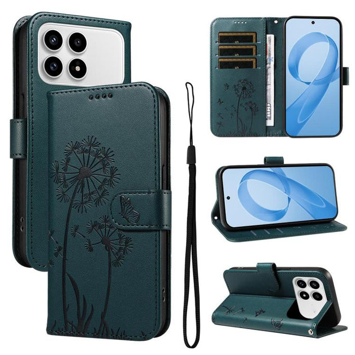 Funda de cuero con tapa para teléfono con estampado de diente de león en relieve, For Redmi K90 Pro Max/Poco F8 Ultra, For Redmi K90/Poco F8 Pro, For Redmi 15C 5G / 4G EU 173mm, For Redmi 15 5G Global/15 4G SEA 169.5mm, For Redmi 15 5G / 4G EU 171mm   ...
