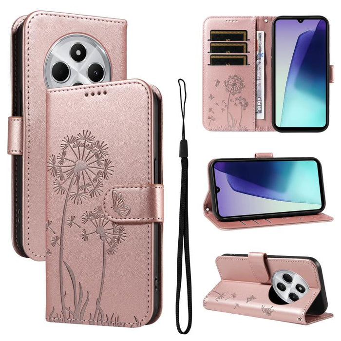 Funda de cuero con tapa para teléfono con estampado de diente de león en relieve, For Redmi K90 Pro Max/Poco F8 Ultra, For Redmi K90/Poco F8 Pro, For Redmi 15C 5G / 4G EU 173mm, For Redmi 15 5G Global/15 4G SEA 169.5mm, For Redmi 15 5G / 4G EU 171mm   ...
