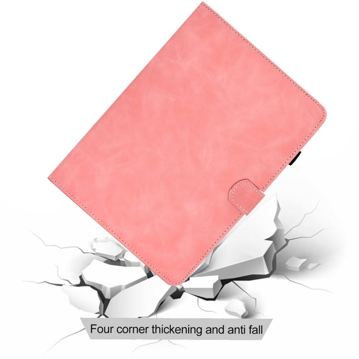 Estuche de cuero con tapa horizontal con textura de piel de vaca con soporte y ranuras para tarjetas y función de suspensión / activación