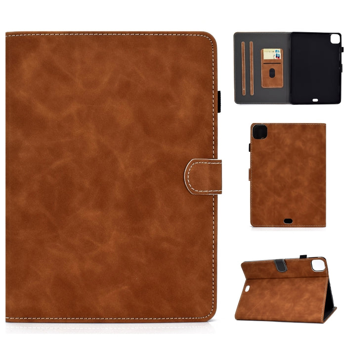 Estuche de cuero con tapa horizontal con textura de piel de vaca con soporte y ranuras para tarjetas y función de suspensión / activación