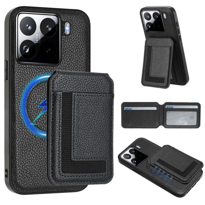 Funda para teléfono con bolsa para tarjetas magnéticas Magsafe desmontable CX01, For Xiaomi 15 Pro, For Xiaomi 15, For Xiaomi 14T Pro, For Xiaomi 14T