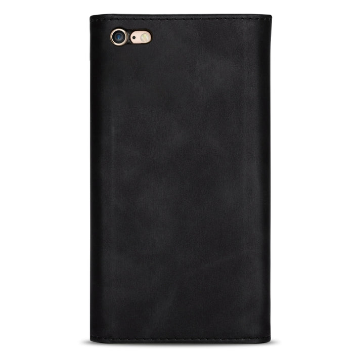 Estuche de cuero con tapa horizontal y cremallera con sensación de piel con soporte y ranuras para tarjetas y marco de fotos y cordón y cuerda larga