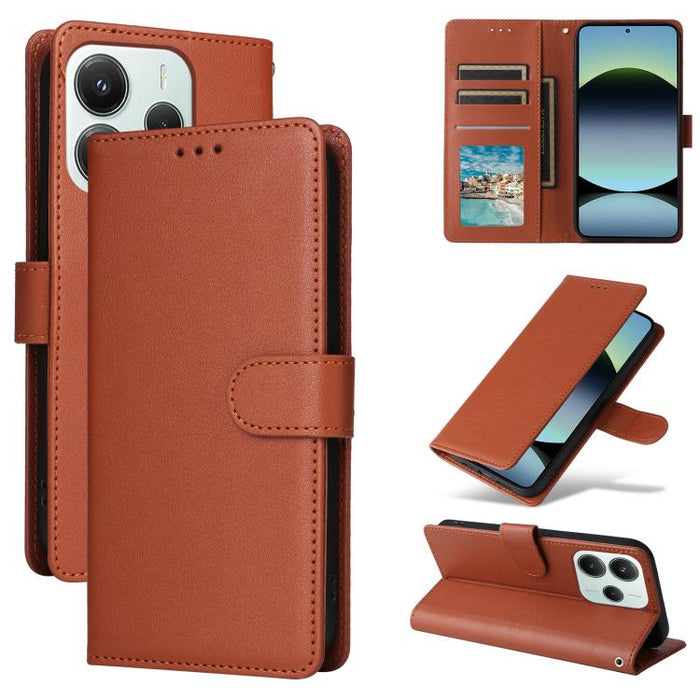 Funda de cuero multifuncional para teléfono con 3 ranuras para tarjetas, For Redmi 15a 5G, For Redmi Note 15 Pro+ 5G Global 163.3mm, For Redmi Note 15 4G / 5G Global 164mm, For Redmi Note 15 Pro 4G Global 163.2mm, For Redmi Note 15 Pro 5G Global 163.6m...