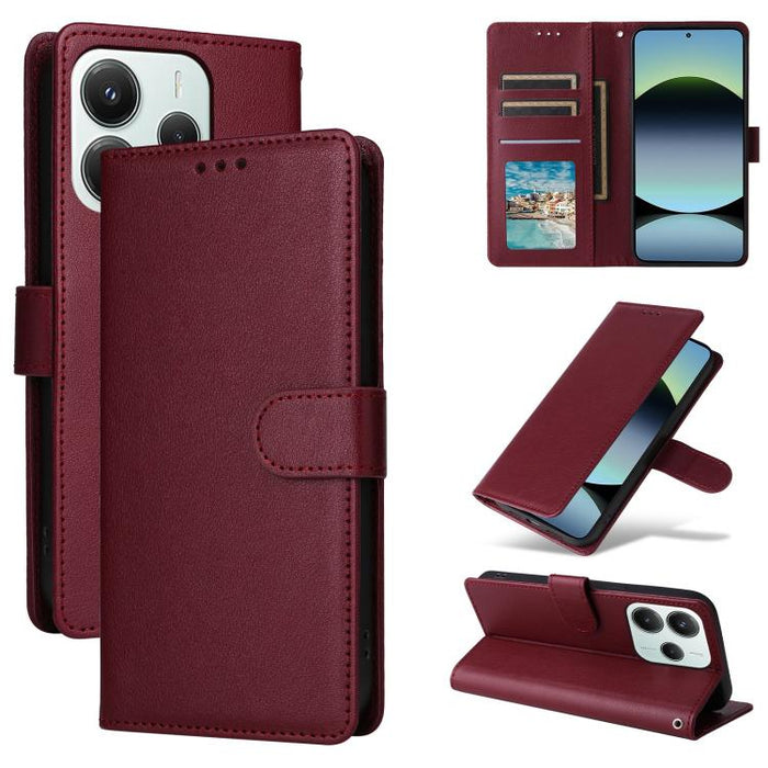 Funda de cuero multifuncional para teléfono con 3 ranuras para tarjetas, For Redmi 15a 5G, For Redmi Note 15 Pro+ 5G Global 163.3mm, For Redmi Note 15 4G / 5G Global 164mm, For Redmi Note 15 Pro 4G Global 163.2mm, For Redmi Note 15 Pro 5G Global 163.6m...