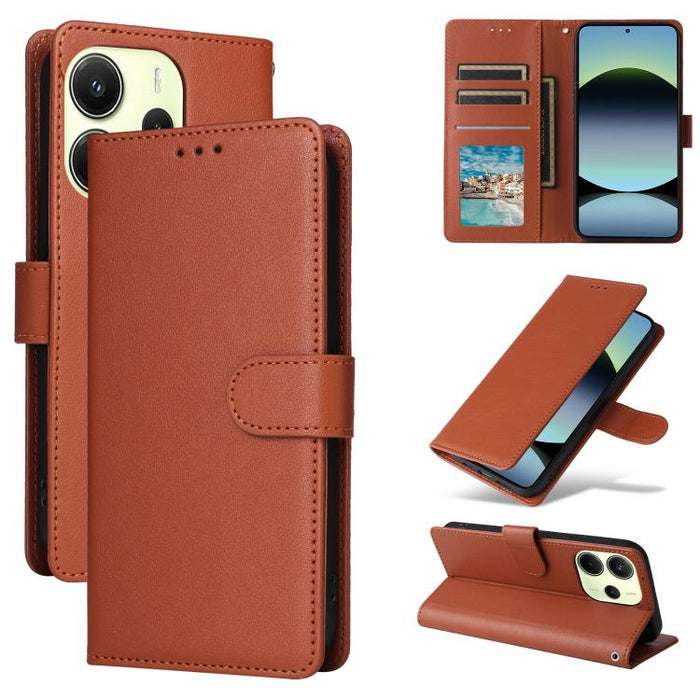 Funda de cuero multifuncional para teléfono con 3 ranuras para tarjetas, For Redmi 15a 5G, For Redmi Note 15 Pro+ 5G Global 163.3mm, For Redmi Note 15 4G / 5G Global 164mm, For Redmi Note 15 Pro 4G Global 163.2mm, For Redmi Note 15 Pro 5G Global 163.6m...