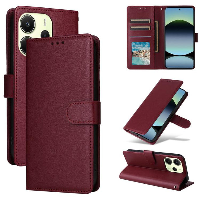 Funda de cuero multifuncional para teléfono con 3 ranuras para tarjetas, For Redmi 15a 5G, For Redmi Note 15 Pro+ 5G Global 163.3mm, For Redmi Note 15 4G / 5G Global 164mm, For Redmi Note 15 Pro 4G Global 163.2mm, For Redmi Note 15 Pro 5G Global 163.6m...
