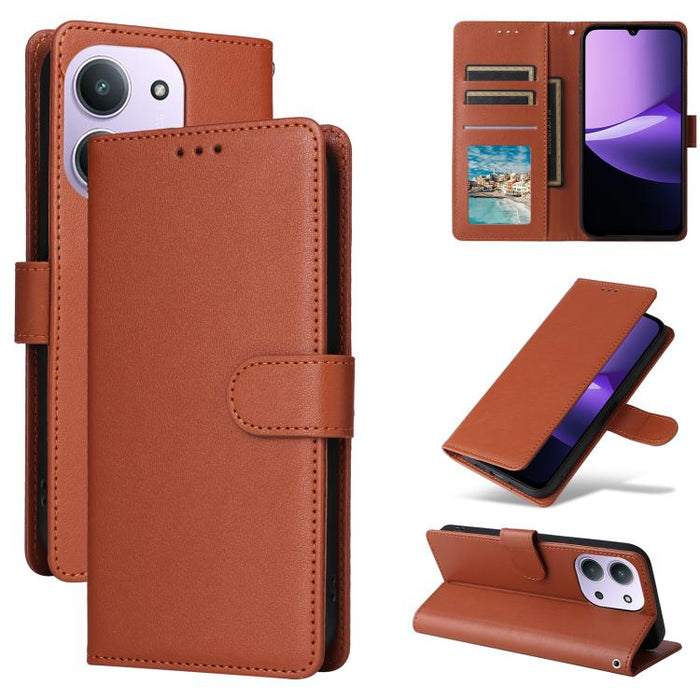 Funda de cuero multifuncional para teléfono con 3 ranuras para tarjetas, For Redmi 15a 5G, For Redmi Note 15 Pro+ 5G Global 163.3mm, For Redmi Note 15 4G / 5G Global 164mm, For Redmi Note 15 Pro 4G Global 163.2mm, For Redmi Note 15 Pro 5G Global 163.6m...