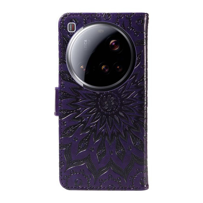 Funda de cuero tipo libro con estampado de girasoles en relieve, For Xiaomi 15 Ultra 5G Global