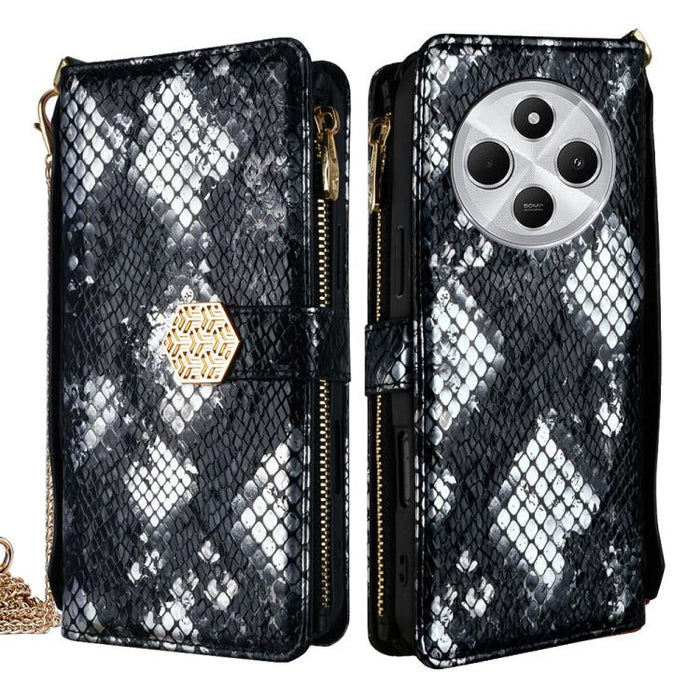 Funda para teléfono de piel con textura de serpiente y asa cruzada, For Redmi A7 Pro 171mm / Poco C85x 5G, For Redmi Turbo 5 Max 5G / Poco X8 Pro Max 5G, For Redmi Turbo 5 5G / Poco X8 Pro 5G, For Redmi K90 Pro Max 5G / Poco F8 Ultra                   ...