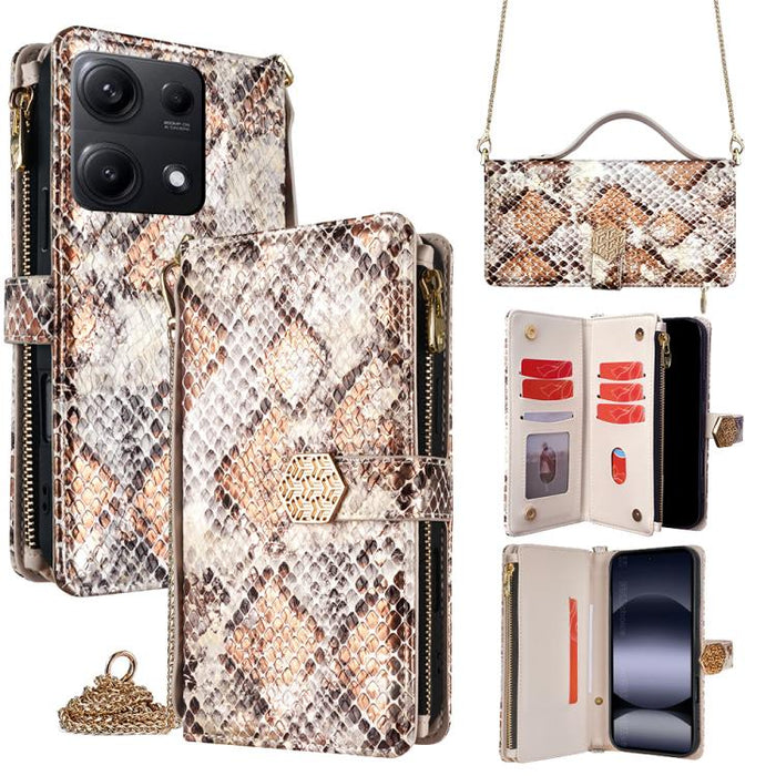 Funda para teléfono de piel con textura de serpiente y asa cruzada, For Redmi A7 Pro 171mm / Poco C85x 5G, For Redmi Turbo 5 Max 5G / Poco X8 Pro Max 5G, For Redmi Turbo 5 5G / Poco X8 Pro 5G, For Redmi K90 Pro Max 5G / Poco F8 Ultra                   ...