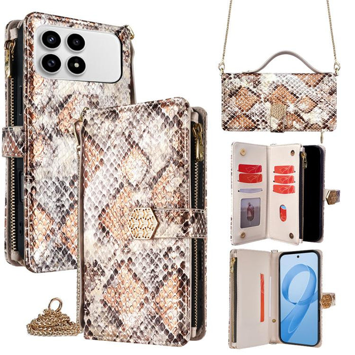 Funda para teléfono de piel con textura de serpiente y asa cruzada, For Redmi A7 Pro 171mm / Poco C85x 5G, For Redmi Turbo 5 Max 5G / Poco X8 Pro Max 5G, For Redmi Turbo 5 5G / Poco X8 Pro 5G, For Redmi K90 Pro Max 5G / Poco F8 Ultra                   ...