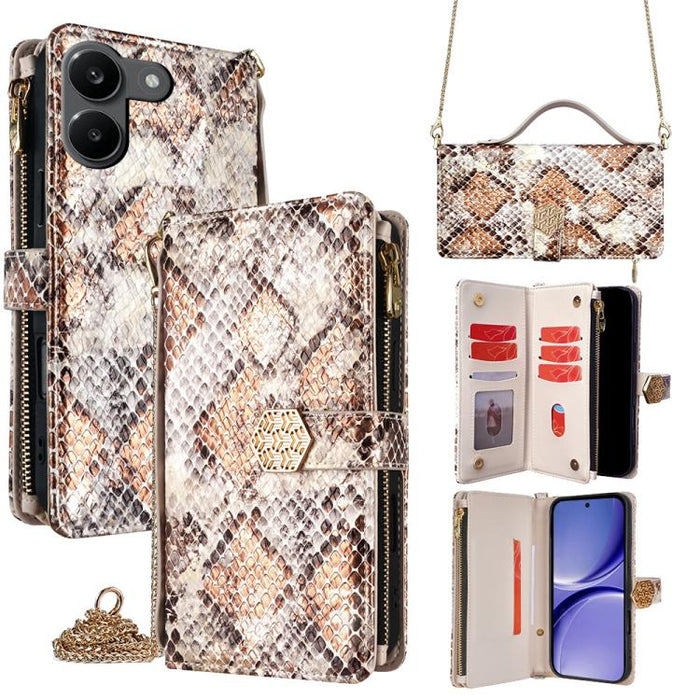 Funda para teléfono de piel con textura de serpiente y asa cruzada, For Redmi A7 Pro 171mm / Poco C85x 5G, For Redmi Turbo 5 Max 5G / Poco X8 Pro Max 5G, For Redmi Turbo 5 5G / Poco X8 Pro 5G, For Redmi K90 Pro Max 5G / Poco F8 Ultra                   ...