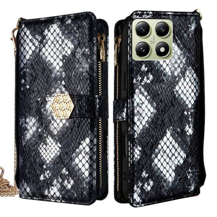 Funda para teléfono de piel con textura de serpiente y asa cruzada, For Xiaomi 17 Ultra, For Xiaomi 17 Pro Max, For Xiaomi 17 Pro, For Xiaomi 17, For Xiaomi Civi 5 Pro 5G, For Xiaomi 15 Ultra, For Xiaomi 14T Pro 5G, For Xiaomi 14T 5G