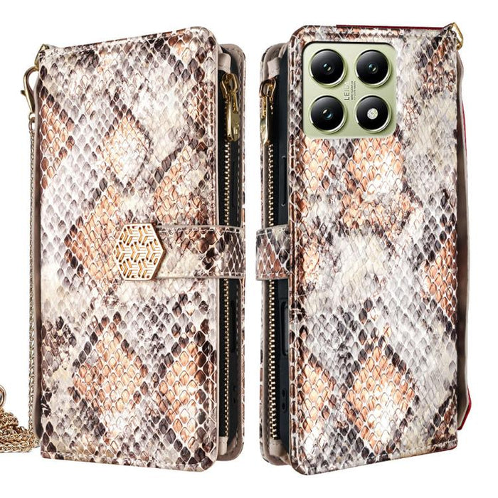 Funda para teléfono de piel con textura de serpiente y asa cruzada, For Xiaomi 17 Ultra, For Xiaomi 17 Pro Max, For Xiaomi 17 Pro, For Xiaomi 17, For Xiaomi Civi 5 Pro 5G, For Xiaomi 15 Ultra, For Xiaomi 14T Pro 5G, For Xiaomi 14T 5G
