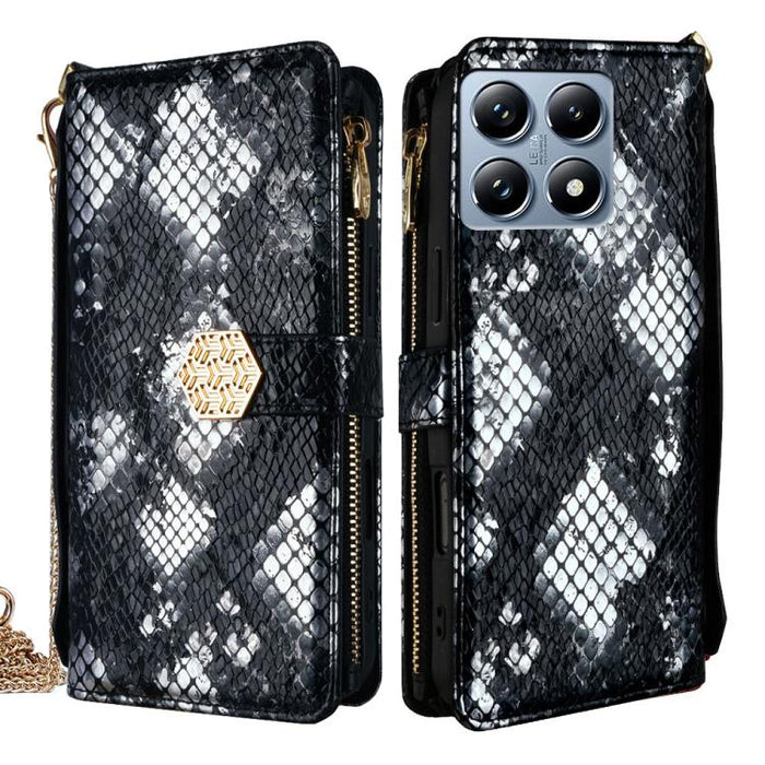 Funda para teléfono de piel con textura de serpiente y asa cruzada, For Xiaomi 17 Ultra, For Xiaomi 17 Pro Max, For Xiaomi 17 Pro, For Xiaomi 17, For Xiaomi Civi 5 Pro 5G, For Xiaomi 15 Ultra, For Xiaomi 14T Pro 5G, For Xiaomi 14T 5G