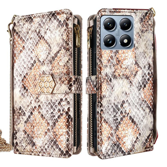 Funda para teléfono de piel con textura de serpiente y asa cruzada, For Xiaomi 17 Ultra, For Xiaomi 17 Pro Max, For Xiaomi 17 Pro, For Xiaomi 17, For Xiaomi Civi 5 Pro 5G, For Xiaomi 15 Ultra, For Xiaomi 14T Pro 5G, For Xiaomi 14T 5G