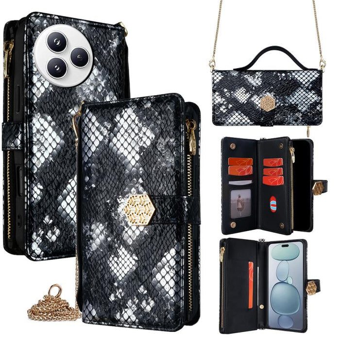 Funda para teléfono de piel con textura de serpiente y asa cruzada, For Xiaomi 17 Ultra, For Xiaomi 17 Pro Max, For Xiaomi 17 Pro, For Xiaomi 17, For Xiaomi Civi 5 Pro 5G, For Xiaomi 15 Ultra, For Xiaomi 14T Pro 5G, For Xiaomi 14T 5G