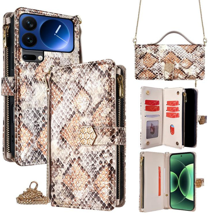 Funda para teléfono de piel con textura de serpiente y asa cruzada, For Xiaomi 17 Ultra, For Xiaomi 17 Pro Max, For Xiaomi 17 Pro, For Xiaomi 17, For Xiaomi Civi 5 Pro 5G, For Xiaomi 15 Ultra, For Xiaomi 14T Pro 5G, For Xiaomi 14T 5G