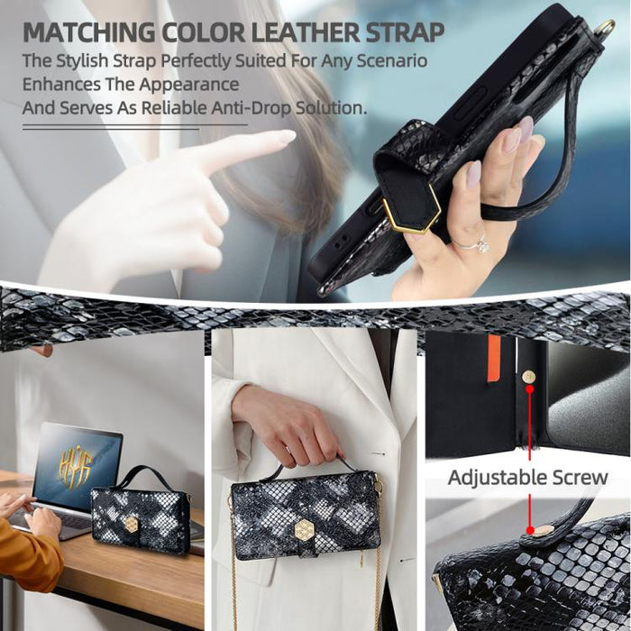 Funda para teléfono de piel con textura de serpiente y asa cruzada, For Xiaomi 17 Ultra, For Xiaomi 17 Pro Max, For Xiaomi 17 Pro, For Xiaomi 17, For Xiaomi Civi 5 Pro 5G, For Xiaomi 15 Ultra, For Xiaomi 14T Pro 5G, For Xiaomi 14T 5G