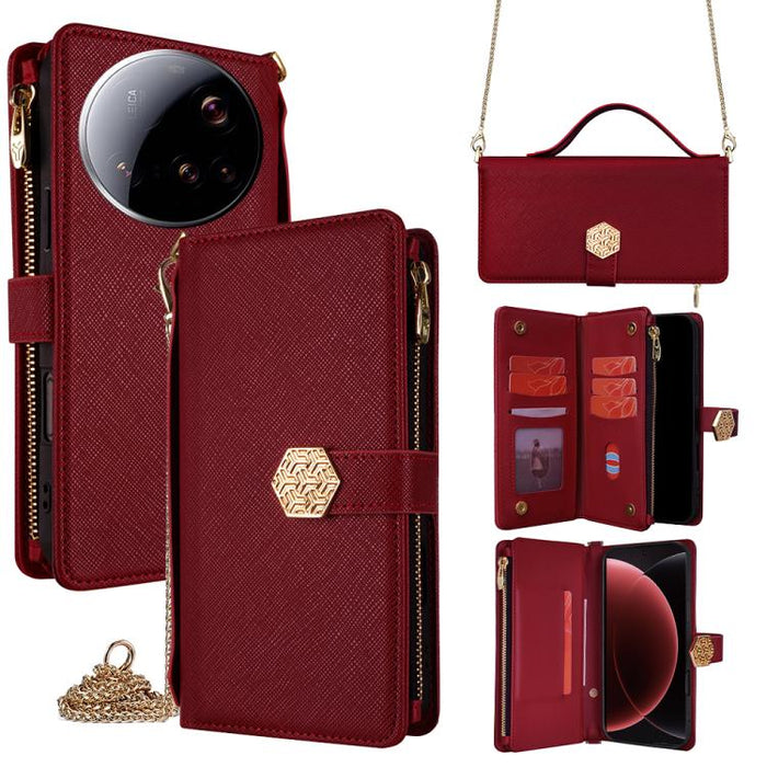 Funda para teléfono de cuero con textura cruzada y asa cruzada, For Xiaomi 17 Ultra, For Xiaomi 17 Pro Max, For Xiaomi 17 Pro, For Xiaomi 17, For Xiaomi Civi 5 Pro 5G, For Xiaomi 15 Ultra, For Xiaomi 14T Pro 5G, For Xiaomi 14T 5G