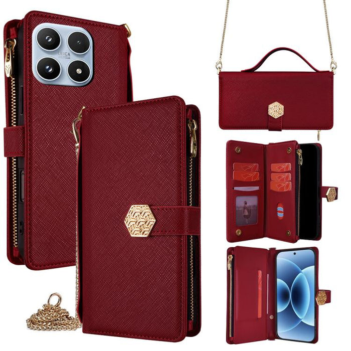 Funda para teléfono de cuero con textura cruzada y asa cruzada, For Xiaomi 17 Ultra, For Xiaomi 17 Pro Max, For Xiaomi 17 Pro, For Xiaomi 17, For Xiaomi Civi 5 Pro 5G, For Xiaomi 15 Ultra, For Xiaomi 14T Pro 5G, For Xiaomi 14T 5G