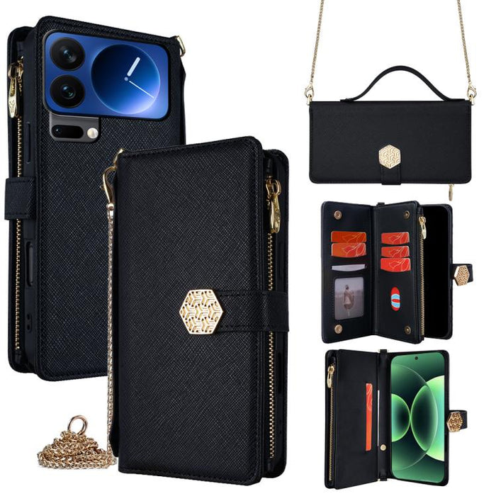 Funda para teléfono de cuero con textura cruzada y asa cruzada, For Xiaomi 17 Ultra, For Xiaomi 17 Pro Max, For Xiaomi 17 Pro, For Xiaomi 17, For Xiaomi Civi 5 Pro 5G, For Xiaomi 15 Ultra, For Xiaomi 14T Pro 5G, For Xiaomi 14T 5G