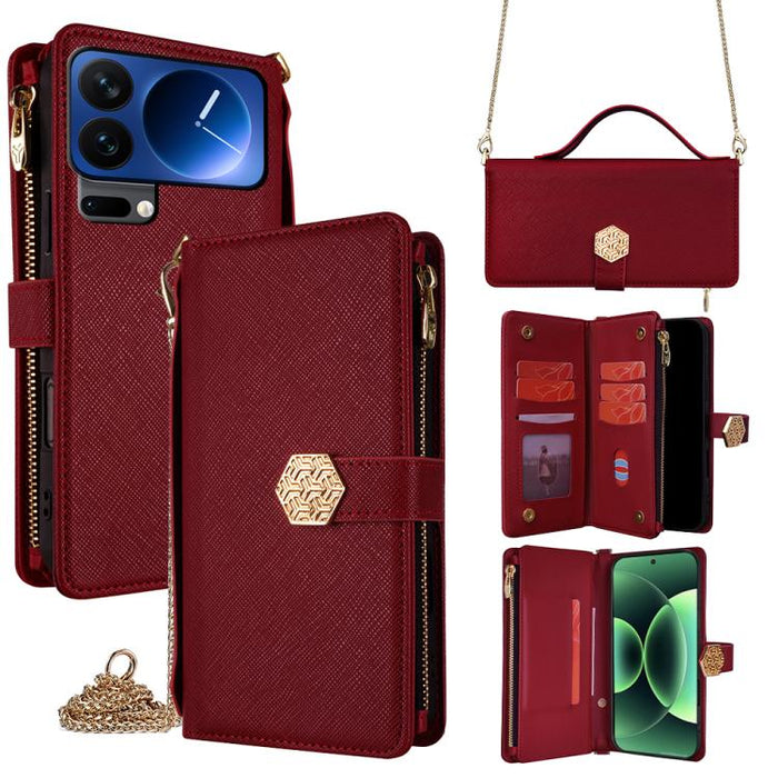 Funda para teléfono de cuero con textura cruzada y asa cruzada, For Xiaomi 17 Ultra, For Xiaomi 17 Pro Max, For Xiaomi 17 Pro, For Xiaomi 17, For Xiaomi Civi 5 Pro 5G, For Xiaomi 15 Ultra, For Xiaomi 14T Pro 5G, For Xiaomi 14T 5G