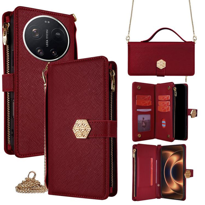 Funda para teléfono de cuero con textura cruzada y asa cruzada, For Xiaomi 17 Ultra, For Xiaomi 17 Pro Max, For Xiaomi 17 Pro, For Xiaomi 17, For Xiaomi Civi 5 Pro 5G, For Xiaomi 15 Ultra, For Xiaomi 14T Pro 5G, For Xiaomi 14T 5G