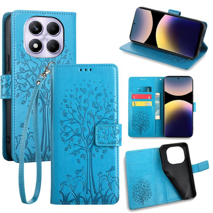 Funda de teléfono de cuero con relieve de árbol y ciervo, For Redmi A7 Pro 171mm / Poco C85x 5G, For Redmi Turbo 5 Max 5G / Poco X8 Pro Max 5G, For Redmi Turbo 5 5G / Poco X8 Pro 5G, For Redmi K90 Pro Max / Poco F8 Ultra, For Redmi Note 15 Pro 4G 163.3...