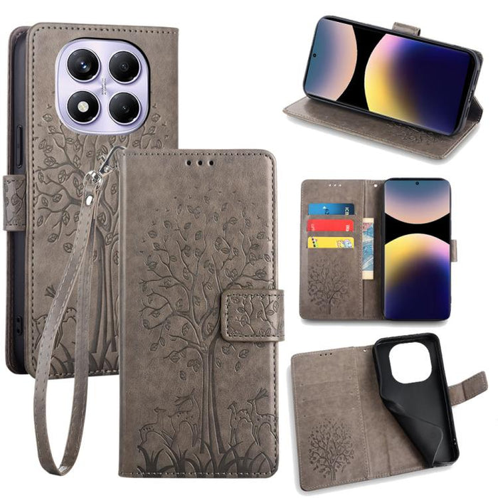 Funda de teléfono de cuero con relieve de árbol y ciervo, For Redmi A7 Pro 171mm / Poco C85x 5G, For Redmi Turbo 5 Max 5G / Poco X8 Pro Max 5G, For Redmi Turbo 5 5G / Poco X8 Pro 5G, For Redmi K90 Pro Max / Poco F8 Ultra, For Redmi Note 15 Pro 4G 163.3...