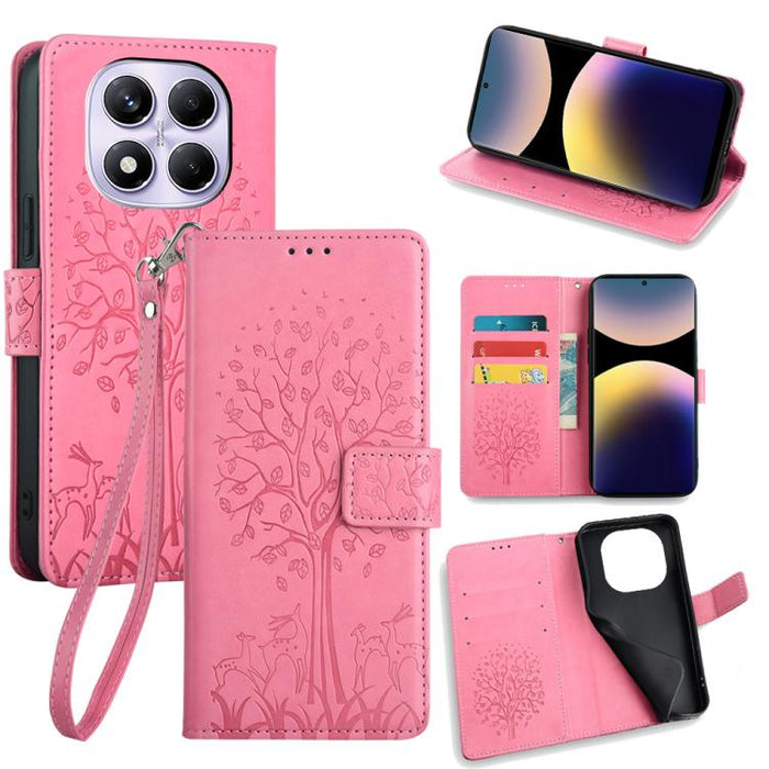 Funda de teléfono de cuero con relieve de árbol y ciervo, For Redmi A7 Pro 171mm / Poco C85x 5G, For Redmi Turbo 5 Max 5G / Poco X8 Pro Max 5G, For Redmi Turbo 5 5G / Poco X8 Pro 5G, For Redmi K90 Pro Max / Poco F8 Ultra, For Redmi Note 15 Pro 4G 163.3...