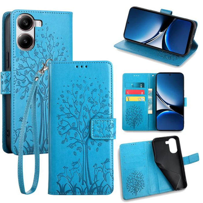 Funda de teléfono de cuero con relieve de árbol y ciervo, For Redmi A7 Pro 171mm / Poco C85x 5G, For Redmi Turbo 5 Max 5G / Poco X8 Pro Max 5G, For Redmi Turbo 5 5G / Poco X8 Pro 5G, For Redmi K90 Pro Max / Poco F8 Ultra, For Redmi Note 15 Pro 4G 163.3...