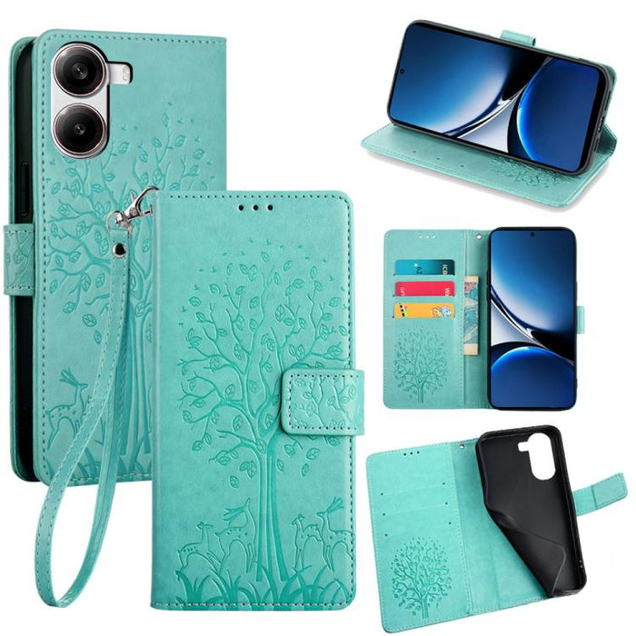 Funda de teléfono de cuero con relieve de árbol y ciervo, For Redmi A7 Pro 171mm / Poco C85x 5G, For Redmi Turbo 5 Max 5G / Poco X8 Pro Max 5G, For Redmi Turbo 5 5G / Poco X8 Pro 5G, For Redmi K90 Pro Max / Poco F8 Ultra, For Redmi Note 15 Pro 4G 163.3...