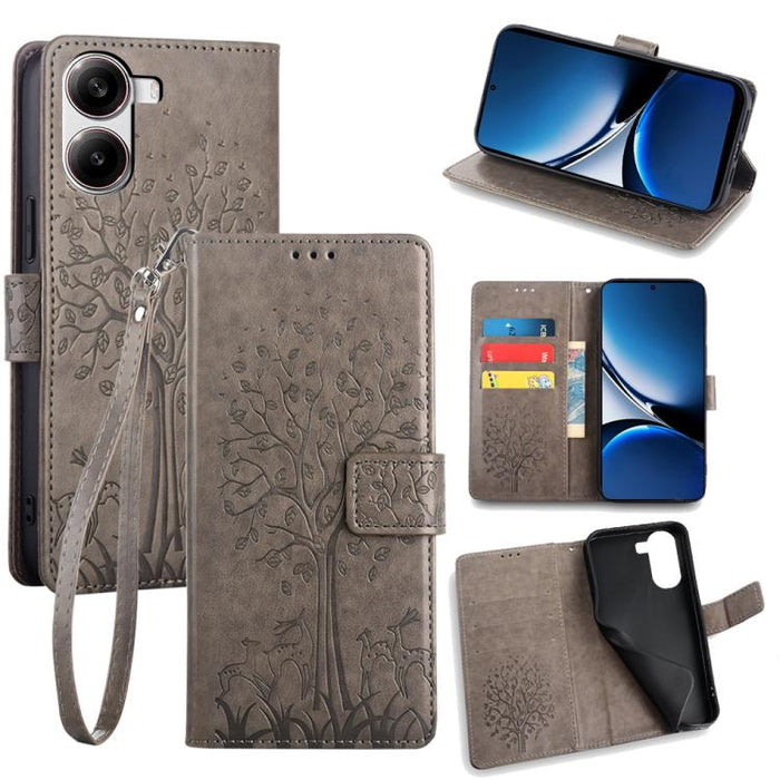 Funda de teléfono de cuero con relieve de árbol y ciervo, For Redmi A7 Pro 171mm / Poco C85x 5G, For Redmi Turbo 5 Max 5G / Poco X8 Pro Max 5G, For Redmi Turbo 5 5G / Poco X8 Pro 5G, For Redmi K90 Pro Max / Poco F8 Ultra, For Redmi Note 15 Pro 4G 163.3...
