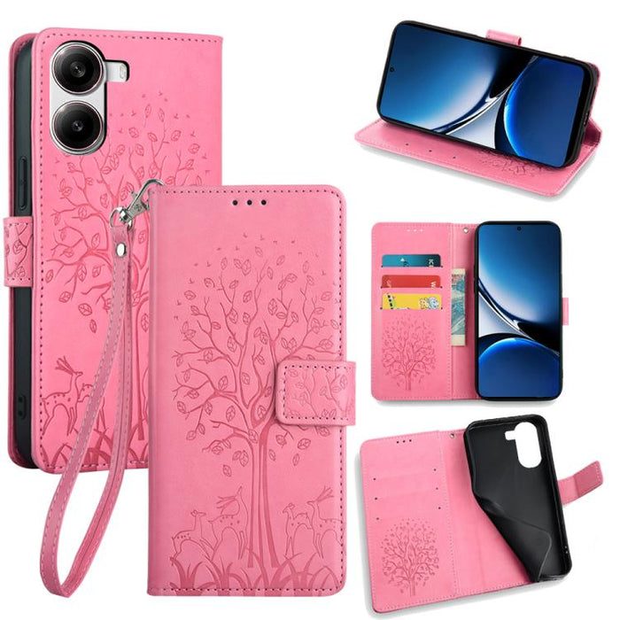 Funda de teléfono de cuero con relieve de árbol y ciervo, For Redmi A7 Pro 171mm / Poco C85x 5G, For Redmi Turbo 5 Max 5G / Poco X8 Pro Max 5G, For Redmi Turbo 5 5G / Poco X8 Pro 5G, For Redmi K90 Pro Max / Poco F8 Ultra, For Redmi Note 15 Pro 4G 163.3...