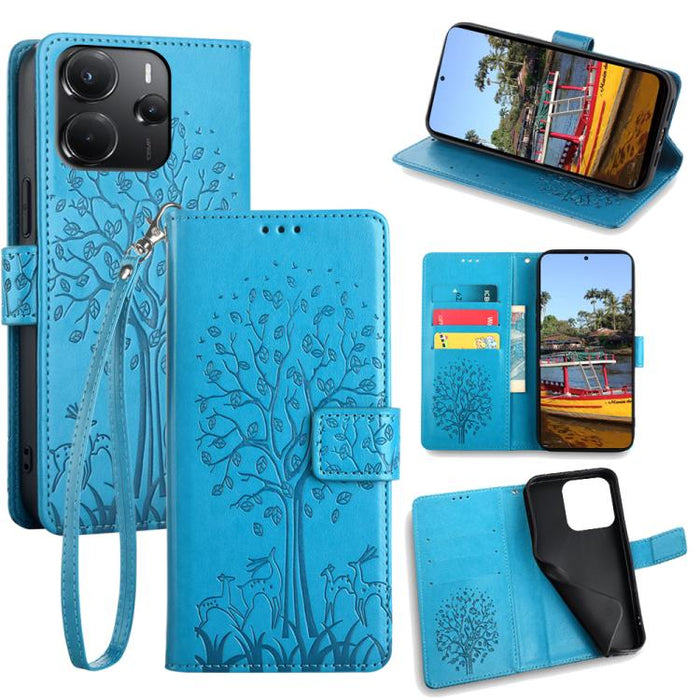 Funda de teléfono de cuero con relieve de árbol y ciervo, For Redmi A7 Pro 171mm / Poco C85x 5G, For Redmi Turbo 5 Max 5G / Poco X8 Pro Max 5G, For Redmi Turbo 5 5G / Poco X8 Pro 5G, For Redmi K90 Pro Max / Poco F8 Ultra, For Redmi Note 15 Pro 4G 163.3...