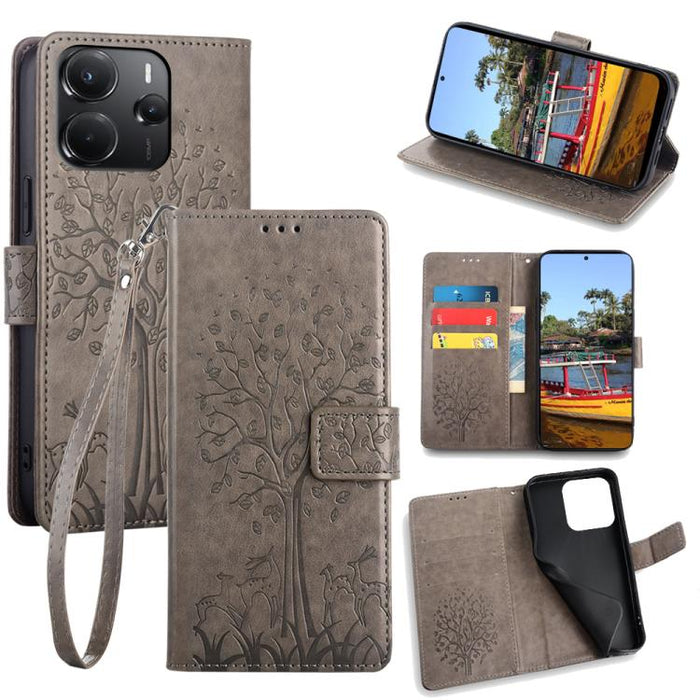 Funda de teléfono de cuero con relieve de árbol y ciervo, For Redmi A7 Pro 171mm / Poco C85x 5G, For Redmi Turbo 5 Max 5G / Poco X8 Pro Max 5G, For Redmi Turbo 5 5G / Poco X8 Pro 5G, For Redmi K90 Pro Max / Poco F8 Ultra, For Redmi Note 15 Pro 4G 163.3...