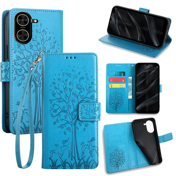 Funda de teléfono de cuero con relieve de árbol y ciervo, For Redmi A7 Pro 171mm / Poco C85x 5G, For Redmi Turbo 5 Max 5G / Poco X8 Pro Max 5G, For Redmi Turbo 5 5G / Poco X8 Pro 5G, For Redmi K90 Pro Max / Poco F8 Ultra, For Redmi Note 15 Pro 4G 163.3...