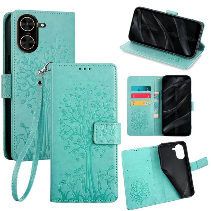Funda de teléfono de cuero con relieve de árbol y ciervo, For Redmi A7 Pro 171mm / Poco C85x 5G, For Redmi Turbo 5 Max 5G / Poco X8 Pro Max 5G, For Redmi Turbo 5 5G / Poco X8 Pro 5G, For Redmi K90 Pro Max / Poco F8 Ultra, For Redmi Note 15 Pro 4G 163.3...