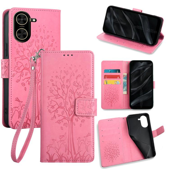 Funda de teléfono de cuero con relieve de árbol y ciervo, For Redmi A7 Pro 171mm / Poco C85x 5G, For Redmi Turbo 5 Max 5G / Poco X8 Pro Max 5G, For Redmi Turbo 5 5G / Poco X8 Pro 5G, For Redmi K90 Pro Max / Poco F8 Ultra, For Redmi Note 15 Pro 4G 163.3...