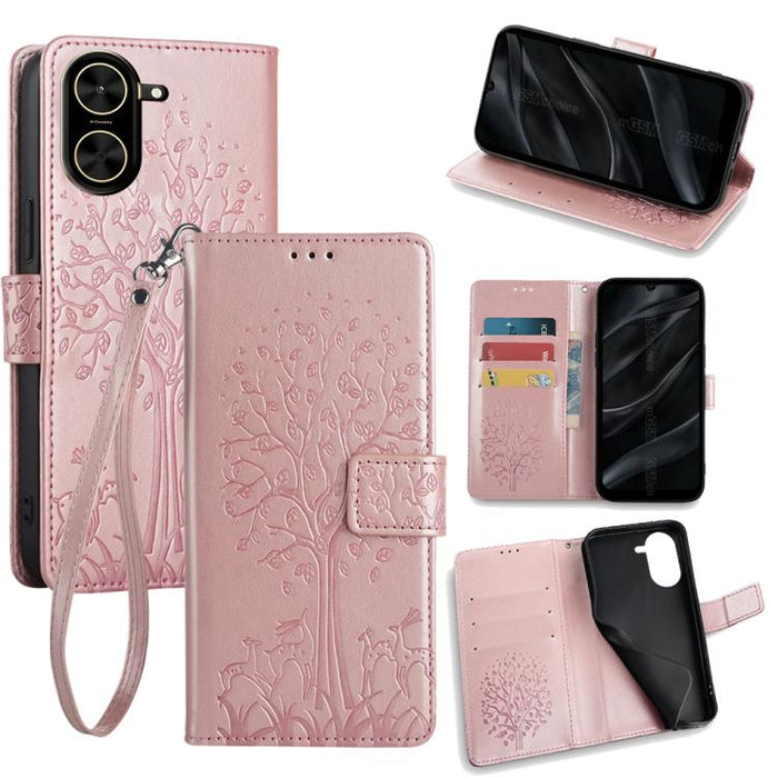 Funda de teléfono de cuero con relieve de árbol y ciervo, For Redmi A7 Pro 171mm / Poco C85x 5G, For Redmi Turbo 5 Max 5G / Poco X8 Pro Max 5G, For Redmi Turbo 5 5G / Poco X8 Pro 5G, For Redmi K90 Pro Max / Poco F8 Ultra, For Redmi Note 15 Pro 4G 163.3...