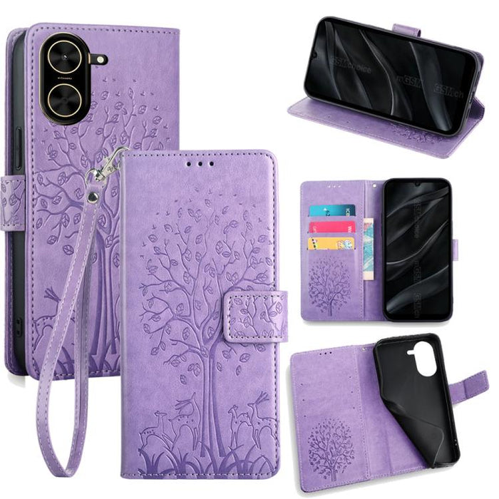 Funda de teléfono de cuero con relieve de árbol y ciervo, For Redmi A7 Pro 171mm / Poco C85x 5G, For Redmi Turbo 5 Max 5G / Poco X8 Pro Max 5G, For Redmi Turbo 5 5G / Poco X8 Pro 5G, For Redmi K90 Pro Max / Poco F8 Ultra, For Redmi Note 15 Pro 4G 163.3...