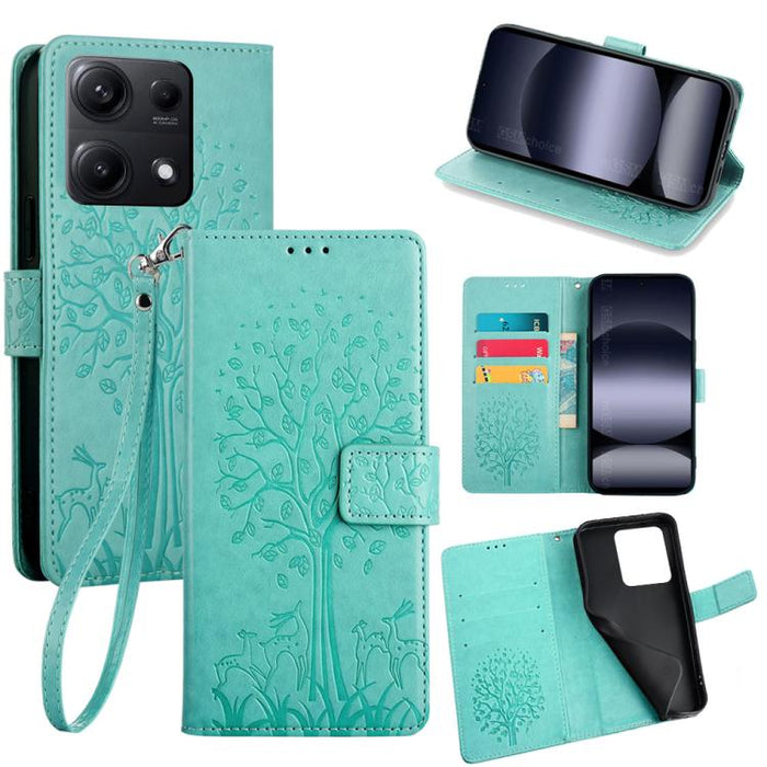 Funda de teléfono de cuero con relieve de árbol y ciervo, For Redmi A7 Pro 171mm / Poco C85x 5G, For Redmi Turbo 5 Max 5G / Poco X8 Pro Max 5G, For Redmi Turbo 5 5G / Poco X8 Pro 5G, For Redmi K90 Pro Max / Poco F8 Ultra, For Redmi Note 15 Pro 4G 163.3...