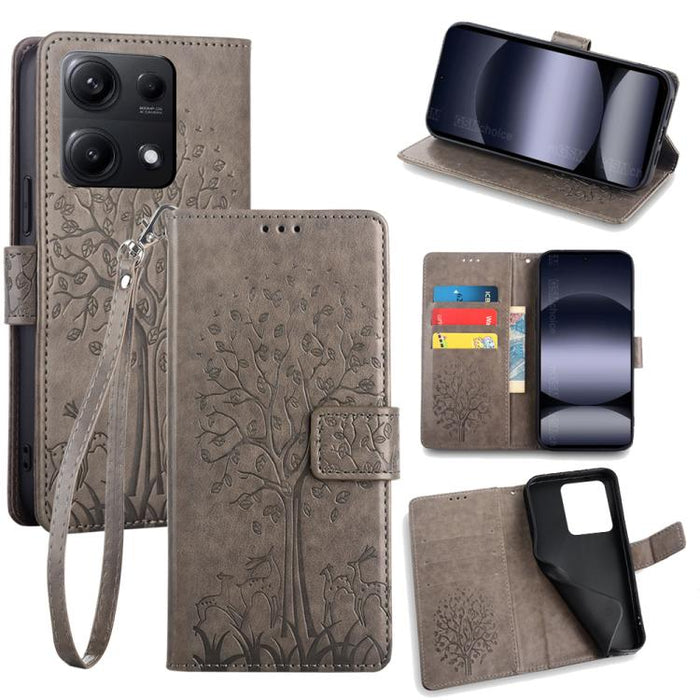 Funda de teléfono de cuero con relieve de árbol y ciervo, For Redmi A7 Pro 171mm / Poco C85x 5G, For Redmi Turbo 5 Max 5G / Poco X8 Pro Max 5G, For Redmi Turbo 5 5G / Poco X8 Pro 5G, For Redmi K90 Pro Max / Poco F8 Ultra, For Redmi Note 15 Pro 4G 163.3...