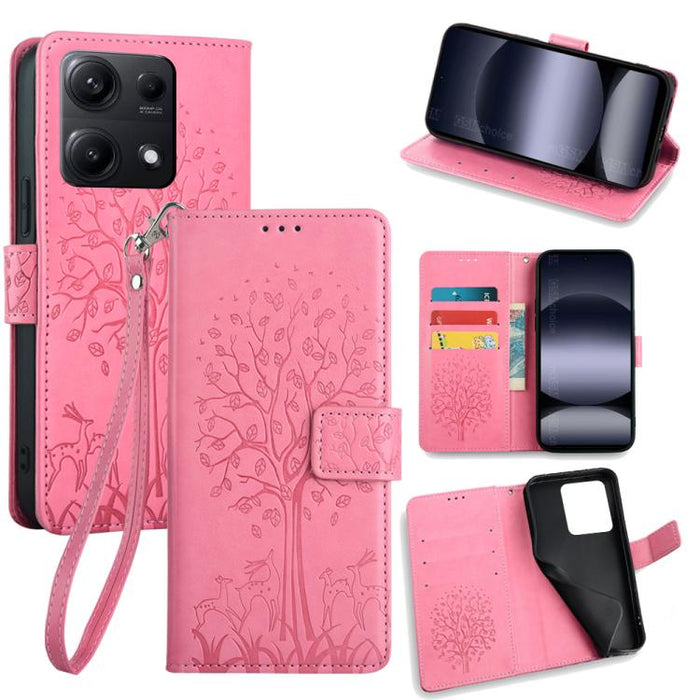 Funda de teléfono de cuero con relieve de árbol y ciervo, For Redmi A7 Pro 171mm / Poco C85x 5G, For Redmi Turbo 5 Max 5G / Poco X8 Pro Max 5G, For Redmi Turbo 5 5G / Poco X8 Pro 5G, For Redmi K90 Pro Max / Poco F8 Ultra, For Redmi Note 15 Pro 4G 163.3...