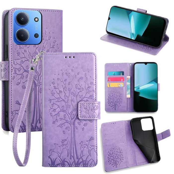 Funda de teléfono de cuero con relieve de árbol y ciervo, For Redmi A7 Pro 171mm / Poco C85x 5G, For Redmi Turbo 5 Max 5G / Poco X8 Pro Max 5G, For Redmi Turbo 5 5G / Poco X8 Pro 5G, For Redmi K90 Pro Max / Poco F8 Ultra, For Redmi Note 15 Pro 4G 163.3...