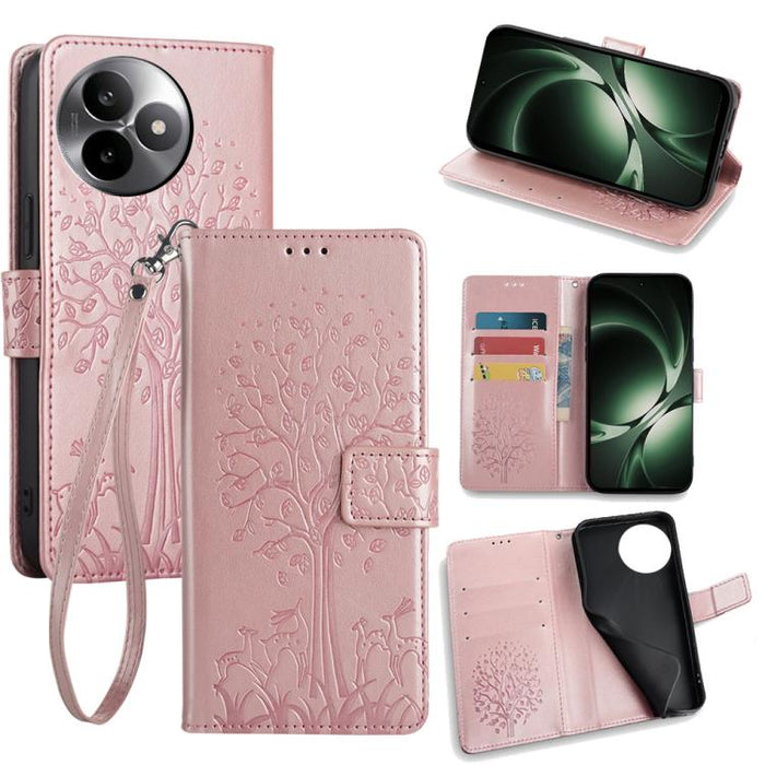 Funda de teléfono de cuero con relieve de árbol y ciervo, For Redmi A7 Pro 171mm / Poco C85x 5G, For Redmi Turbo 5 Max 5G / Poco X8 Pro Max 5G, For Redmi Turbo 5 5G / Poco X8 Pro 5G, For Redmi K90 Pro Max / Poco F8 Ultra, For Redmi Note 15 Pro 4G 163.3...